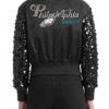 Philadelphia Eagles Show Time Sequin Cropped Black Satin Jacket