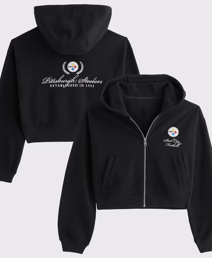 Pittsburgh Steelers Abercrombie & Fitch Black Full-Zip Hooded Jacket