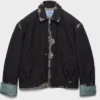 Prada FW26 Black Bonded Leather Houndstooth Jacket