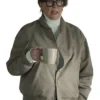 Priscilla Lucky Season 1 Beige Bomber Jacket