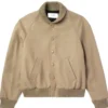 Priscilla Lucky Season 1 Beige Bomber Jacket