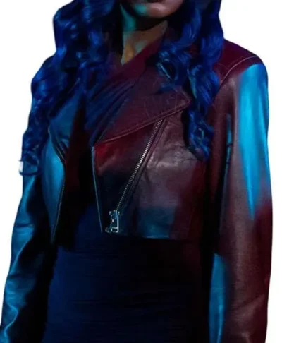 Rain Beauty in Black Cropped Leather Jacket