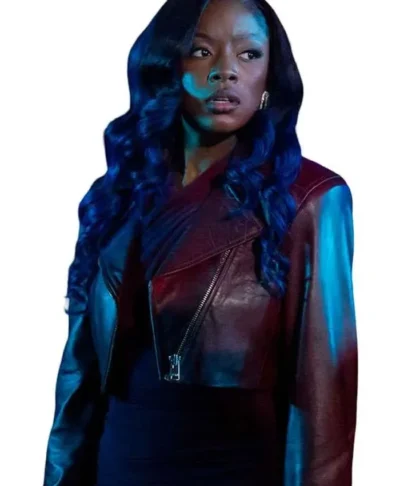 Rain Beauty in Black Cropped Leather Jacket