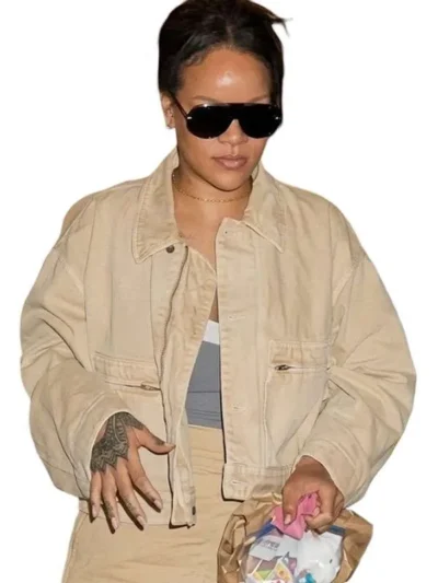 Rihanna NYC 2026 Cropped Tan Jacket