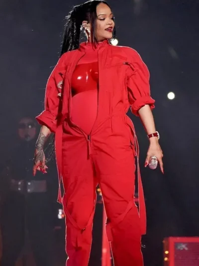 Rihanna Super Bowl Red Cotton Outfit