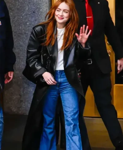 Sadie Sink Spider-Man Brand New Day 2026 Black Leather Coat