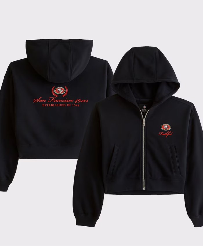 San Francisco 49ers Abercrombie & Fitch Black Full-Zip Hooded Jacket