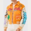 Shop Now Yellow Boxy Fit Graffiti Varsity Jacket