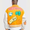 Shop Now Yellow Boxy Fit Graffiti Varsity Jacket