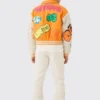 Shop Now Yellow Boxy Fit Graffiti Varsity Jacket