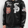 Southpole Stud Tiger Black Leather Bomber Jacket