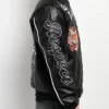 Southpole Stud Tiger Black Leather Bomber Jacket