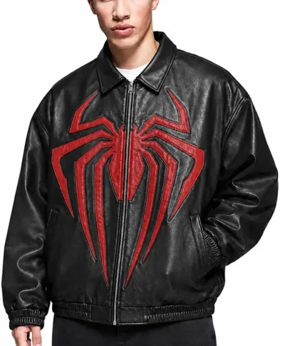 Spider-Man Black Leather Bomber Jacket