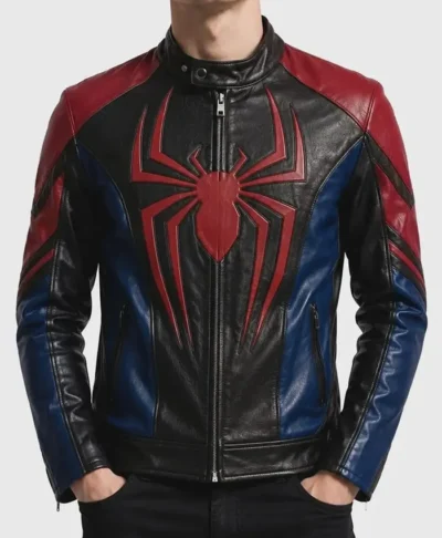 Spider-Man Black Red Blue Biker Jacket