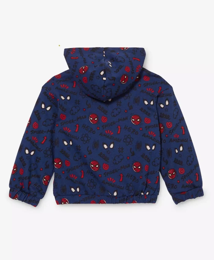 Spider Man Red and Navy Blue Hooded Jacket