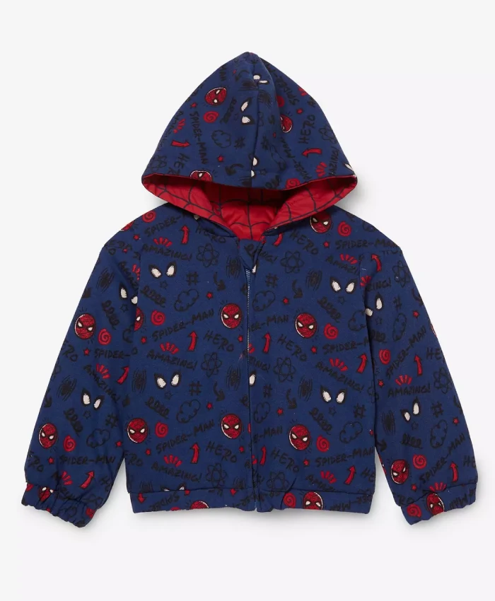 Spider Man Red and Navy Blue Hooded Jacket