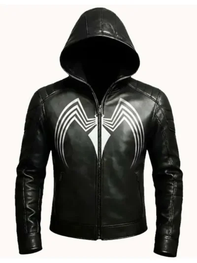 Spider Symbiote Black Leather Jacket