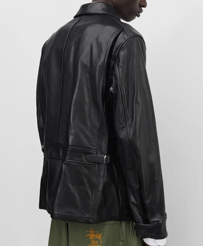 Stüssy x Junya Watanabe Black Zip Leather Jacket