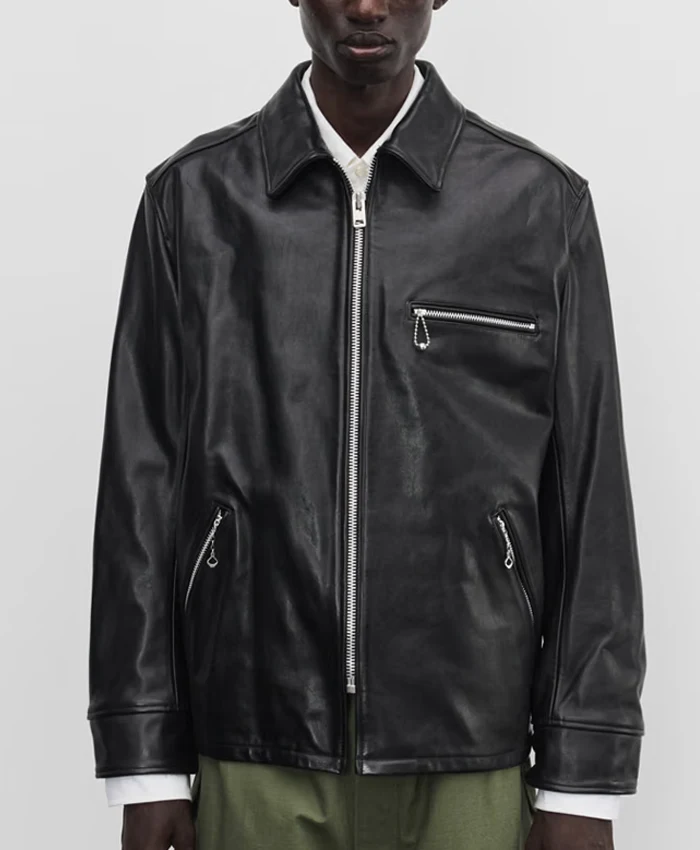 Stüssy x Junya Watanabe Black Zip Leather Jacket