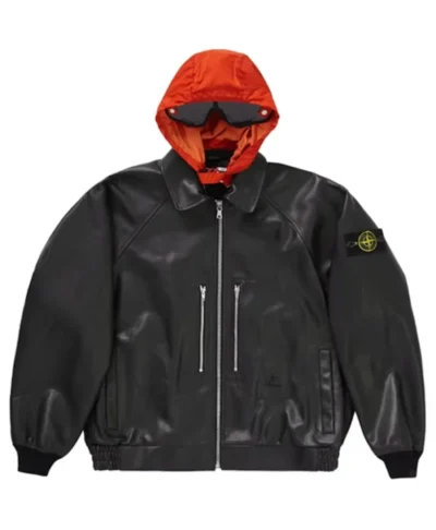 Supreme Stone Island Leather Bomber Jacket