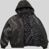Supreme Studded Hooded Black Leather Jacket