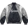 Supreme x Champion Quilted Navy Satin Varsity Jacket