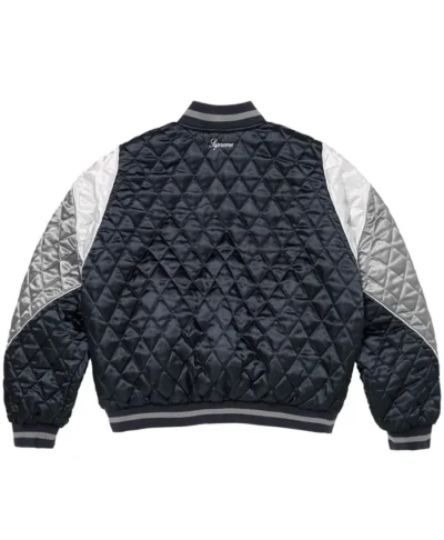 Supreme x Champion Quilted Navy Satin Varsity Jacket