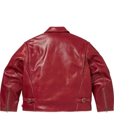 Supreme x Schott 2026 Distressed Red Leather Jacket