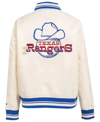 Texas Rangers White Full Snap Varsity Jacket