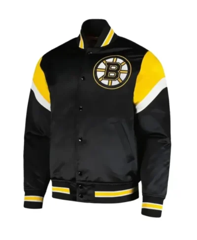 Toby Boston Bruins Black Letterman Varsity Jacket