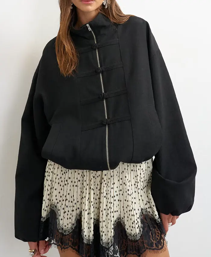 Topshop Bomber Mandarin Collar Jacket