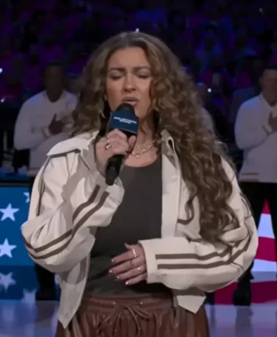 Tori Kelly NBA Finals 2026 Off-White Jacket