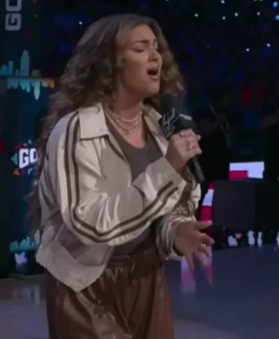 Tori Kelly NBA Finals 2026 Off-White Jacket