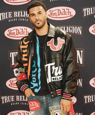 True Religion Men’s Von Dutch Leather Jacket