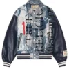 True Religion No. 1 Logo Denim Print Bomber Jacket
