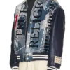 True Religion No. 1 Logo Denim Print Bomber Jacket