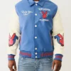 True Religion Playboy Blue Varsity Bomber Jacket