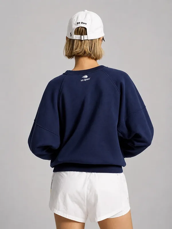 US Open Slub blue Fleece Crewneck