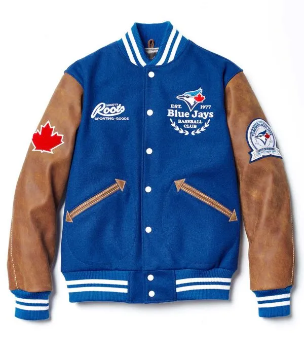 Varsity Toronto Blue Jays Blue and Brown Jacket
