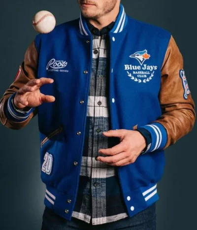 Varsity Toronto Blue Jays Blue and Brown Jacket