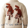 Vintage Hand Knit Wool Wolf Cardigan Jacket