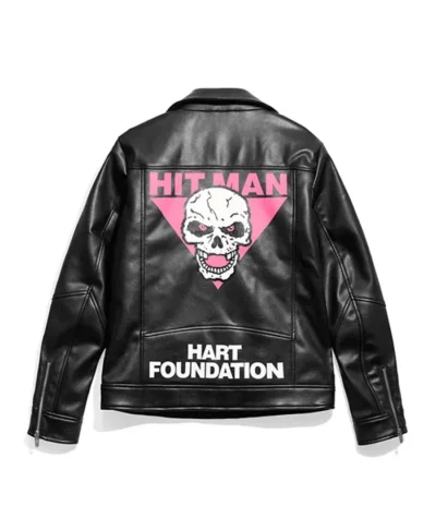 WWE Bret Hart Hitman Hart Foundation 1997 Black Biker Jacket