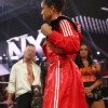 WWE NXT 2026 Kelani Jordan Red Leather Adidas Hooded Coat