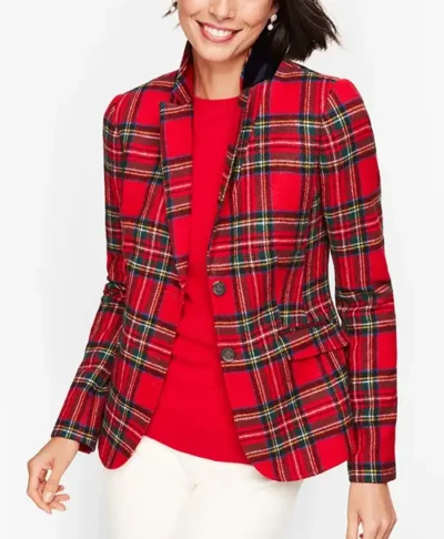 Women Christmas Plaid Suit Jacket