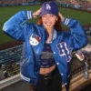 Women’s Hello Kitty Dodgers Satin Bomber Jacket