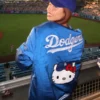 Women’s Hello Kitty Dodgers Satin Bomber Jacket