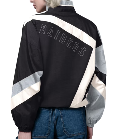 Women’s Las Vegas Raiders Starter Black Vintage Windbreaker Jacket