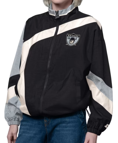 Women’s Las Vegas Raiders Starter Black Vintage Windbreaker Jacket