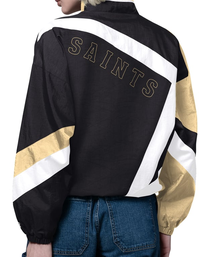 Women’s New Orleans Saints Starter Black/Gold Vintage Windbreaker Jacket