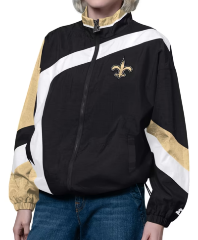 Women’s New Orleans Saints Starter Black/Gold Vintage Windbreaker Jacket